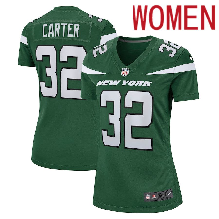 Women New York Jets 32 Michael Carter Nike Gotham Green Game NFL Jersey